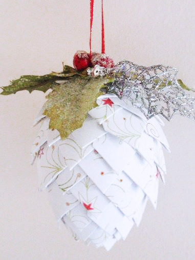 Paper Pinecone Ornaments from The Hybrid Chick