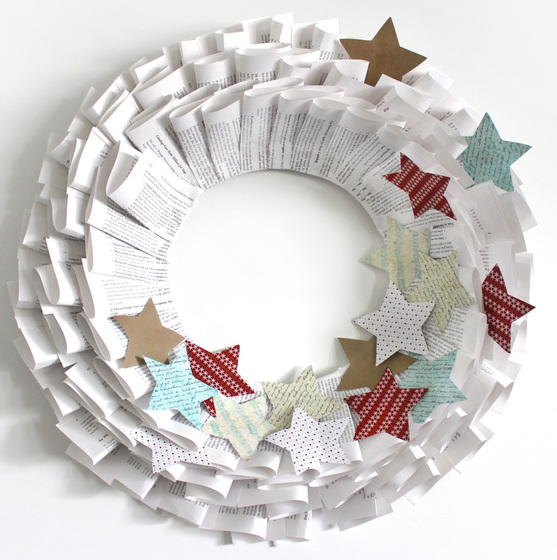Old Book Christmas Paper Wreath by Sassaby Parties