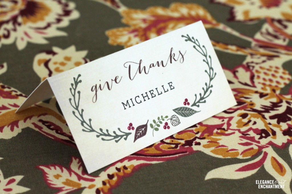 Give Thanks printable placecards from EleganceandEnchantment.com