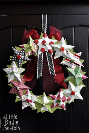 3D Paper Star Christmas Wreath from Little Birdie Secrets