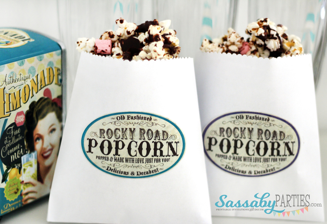 Rocky Road Popcorn with Free Printable Labels by Sassaby Parties
