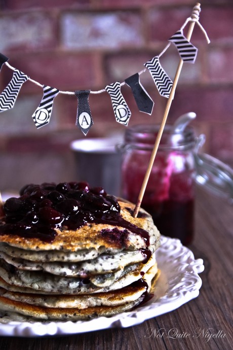 Blueberry Father's Day Pancakes with mini Neck Tie Bunting from Not Quite Nigella