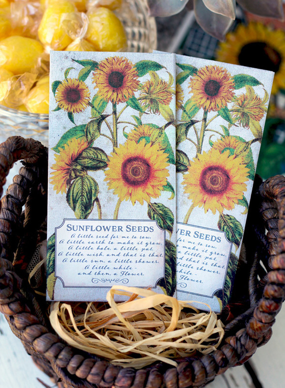 Free Printable Sunflower Seed Sachet Party Favors by www.SassabyParties.com Grab them at our Blog!