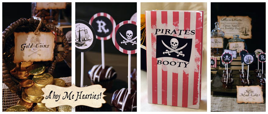Pirate boys party invitation and printable decorations