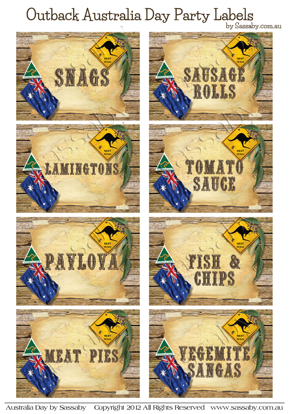 Outback Australia Day Party Labels