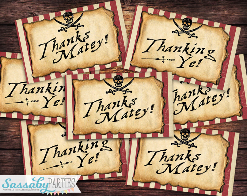 Free Printable Pirate Thank You Cards Girls