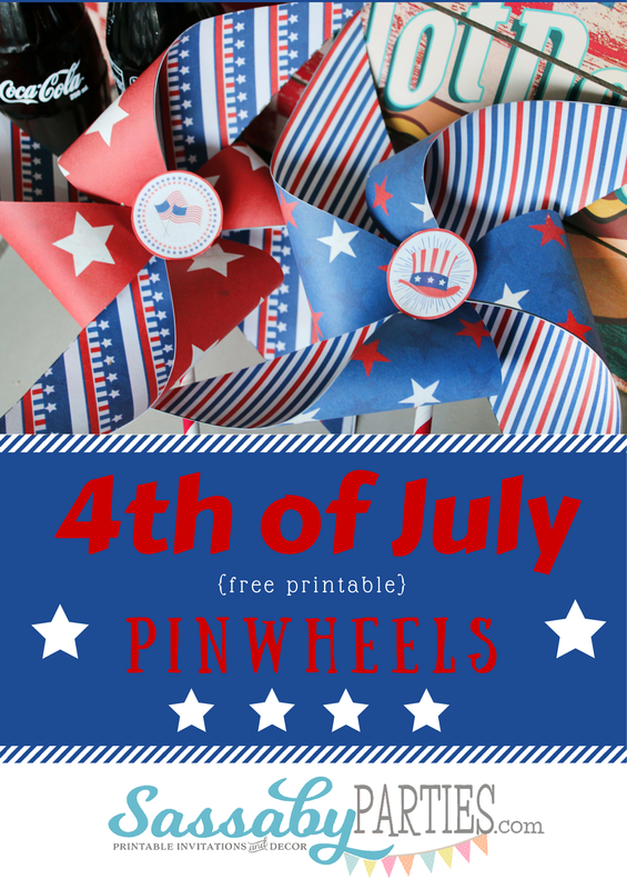 Free Printable 4th of July Pinwheels by Sassaby Parties www.sassabyparties.com