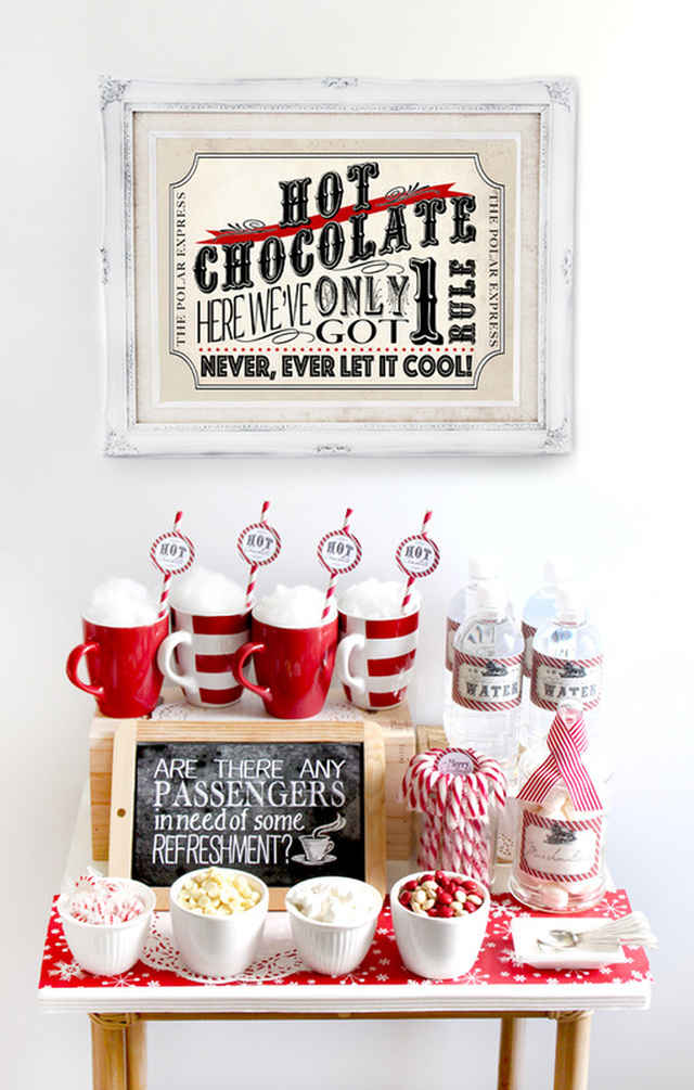 Polar Express Party Printable Hot Chocolate Station by SassabyParties.com
