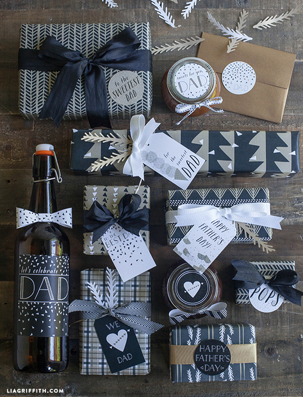 Free Printable Father's Day Giftwrap and Tags by Lia Griffith