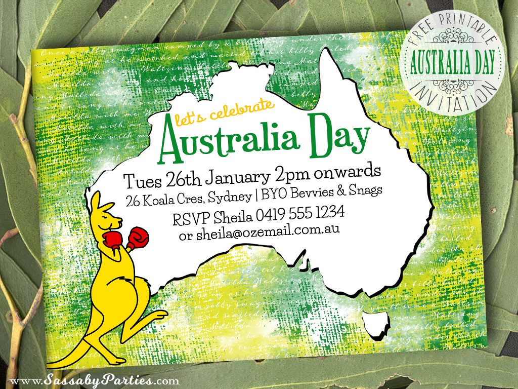 Free Printable Australia Day Invitation from SassabyParties.com