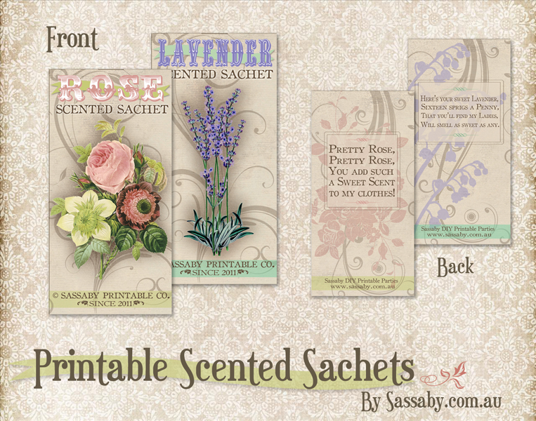 Free Printable Scented Sachets that you can Print & Make Yourself  by SassabyParties.com