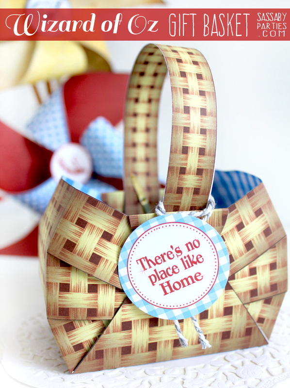 Wizard of Oz Printable Gift Basket by SassabyParties.com - Purchase & Download the printable template in our Online Store Instantly: http://bit.ly/1EydJpr