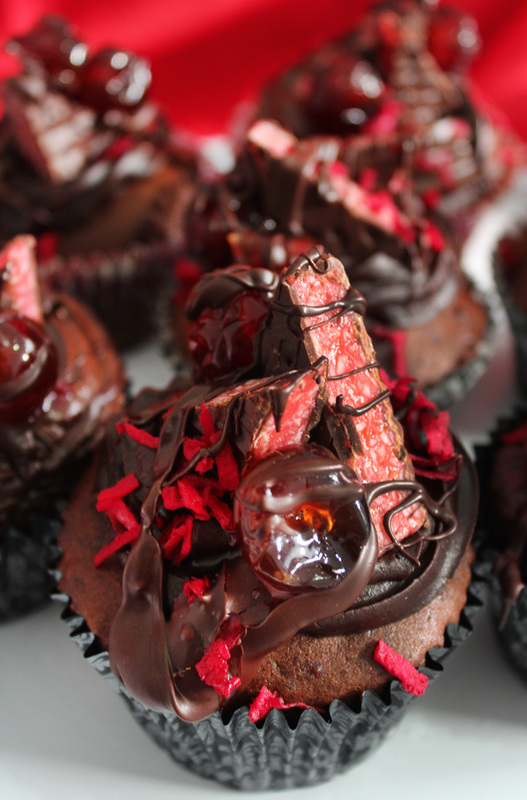 Decadent Cherry Ripe Cucpakes by Sassaby Parties. Check them out at the Blog!