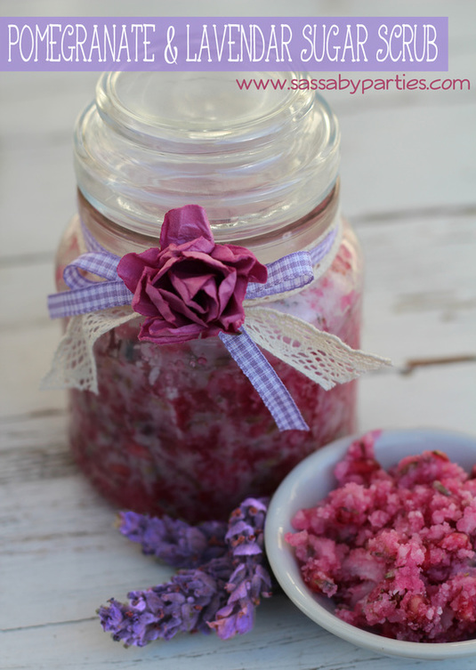 Pomegranate & Lavender Scrub Recipe Mother's Day Gift SassabyParties.com