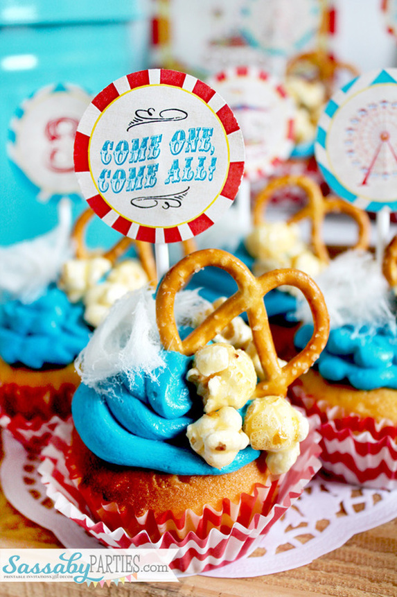 Vintage Carnival Cupcakes by SassabyParties.com