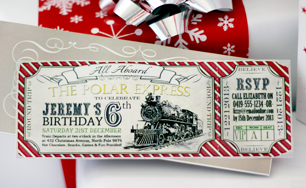 Polar Express Printable Birthday Party Invitation by Sassaby Parties.com
