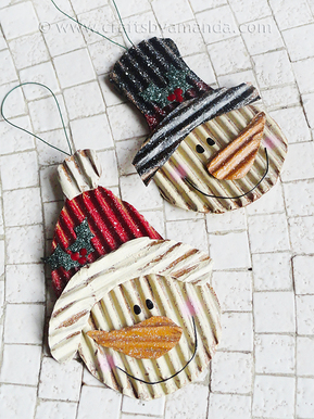 Corrugated Cardboard Snowman Ornaments from Crafts by Amanda