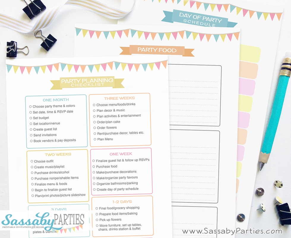 Party Planner 14 Pages Free Printable SassabyParties.com