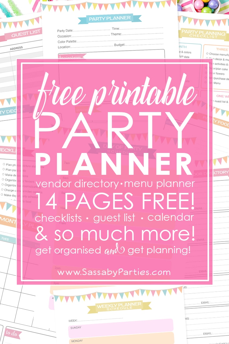 Free Printable Party Planner 14 Pages Get Organised! SassabyParties.com