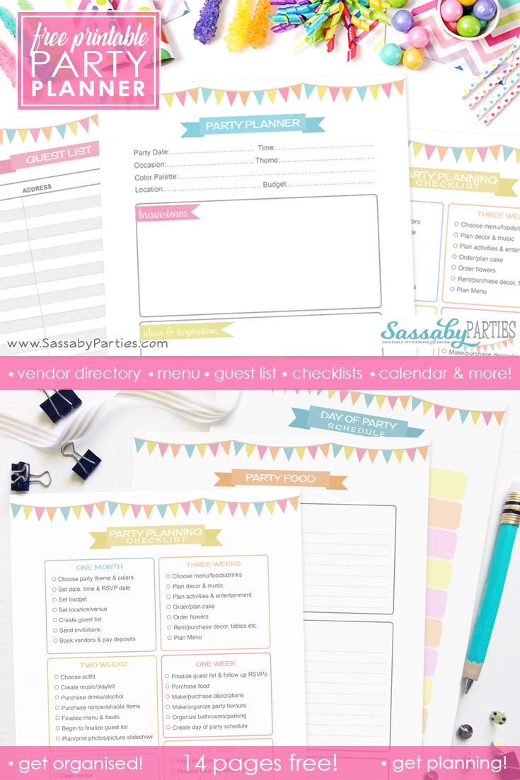 Free Printable Party Planner 14 Pages from SassabyParties.com